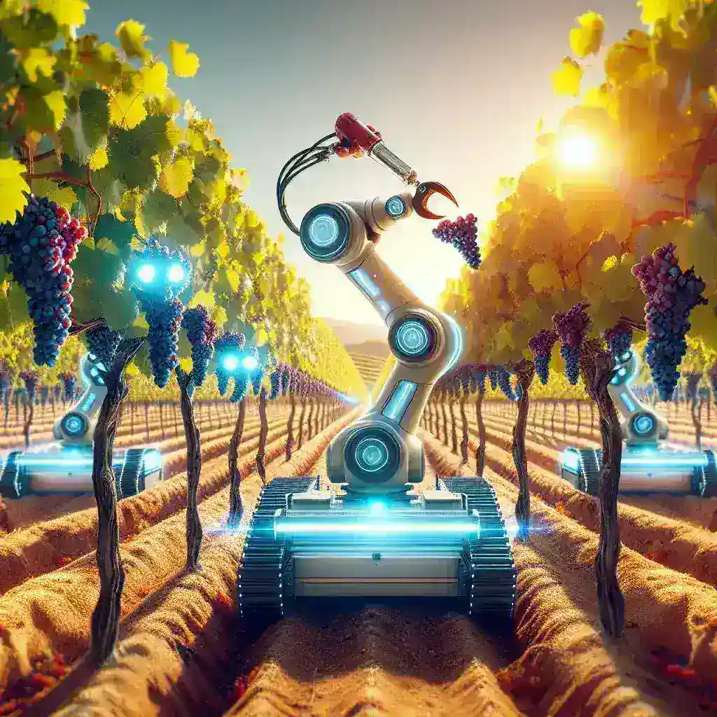 AI Guided Robotic Harvesters Optimizing Vineyard Operations in California